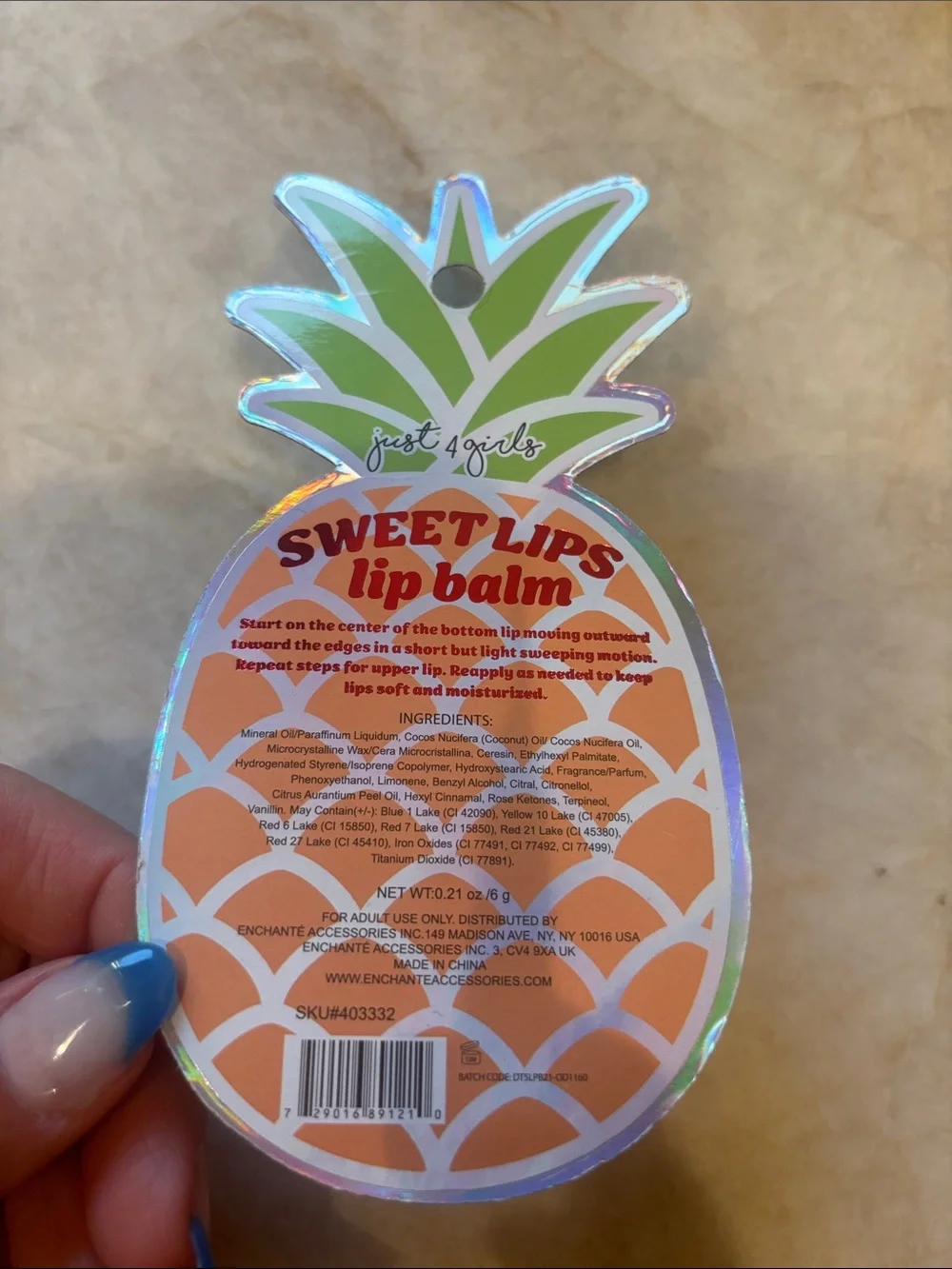 Pineapple Lip Balm - White & Yellow with Green Top